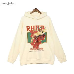 Rhude hoodie mens designer hoodie hooded tröja mörk high gata finger blixt rhude handdrawn rockar vår höst varm mode lös svart hoodie 4021