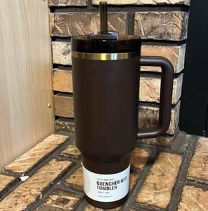 CHOCOLATE GOLD New Quencher 40oz Reusable Tumbler Stainless Steel Insulated Travel Mug with Handle and Straw Keep Drinks Cold