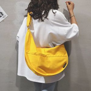 Wallets Tilorraine Korean Style Big Size Ins Dumpling Bag Canvas Large Capacity Female Wild Fashion One Shoulder Messenger Crossbody Bag