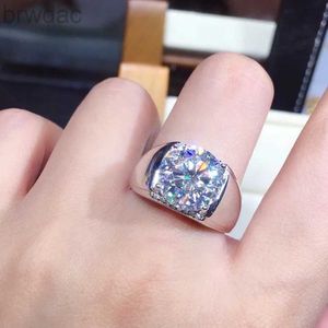 Solitaire Ring Solitaire Male 5CT Lab Moissanite Ring 925 Sterling Silver Promise Engagement Wedding Band Rings for Men Party Accessory D240419