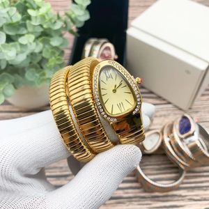 Lady Bracelet Womenwatch Gold Snake Watches Top Brand Diamond Watch Edelstahl Armbanduhr für Damen Weihnachten Valentinstag Muttertag Geschenk Montre de Luxe