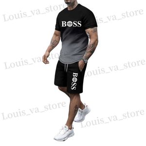 Tracce maschili da uomo lussuoso e alla moda gradiente di abbigliamento sportivo color cortometrali corti short shorts estate da jogging casual da jogging set a due pezzi T240419