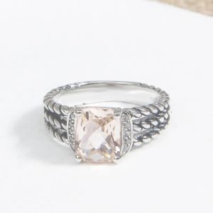 Ringe Frauen Vintagein inspiriert verdrehte Kabeldrahtring mit Topaz Elegant Mode Ehering Band