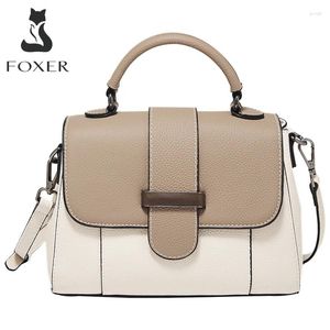 Shoulder Bags FOXER Genuine Leather Stylish Women's Middle Handbag Elegant Commuter Messenger Bag Lady Office Flap Tote Quality Gifts