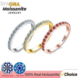 Solitaire Ring GRA Real Moissanite Diamond Solitaire Stackable Rings for Women 925 Sterling Silver Wedding Band Trendy Fashion Fine Jewelry d240419