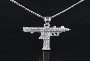 Hip Hop Gun Pendant Necklace For Men Women Iced Out Cz Pendant Cuban Chain Drop 9266039