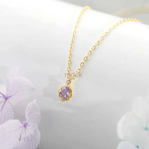 Pendant Necklaces LAMOON Vintage Natural Tanzanite Gemstone Pendant Necklace For Women 925 Sterling Silver Gold Plated Exquisite Fine Jewelry 240419