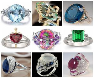 Partia 20pcs Mieszana moda biżuteria naturalna Silvergold platowana marka luksusowa obietnica zaręczynowy pierścionek zaręczynowy