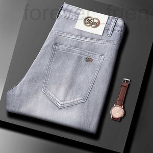 Men's Jeans designer European brand jeans, men's elastic slim fit, small feet, summer thin clothing, light luxury, fashionable casual pants B2VP