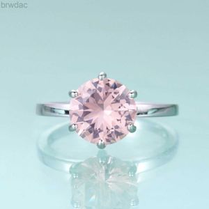 Solitaire Ring GEMS BALLET Round Nano Morganite Six Prong Solitaire Engagement Rings 925 Sterling Silver Gemstone Ring Wedding Gift For Her d240419