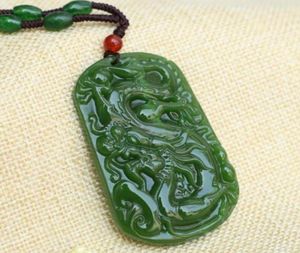 Xinjiang Hetian Jade Jade Drache Anhänger Spinat Green Zodiac Dragon Anhänger Drache Jade Anhänger Halskette 78913652815528