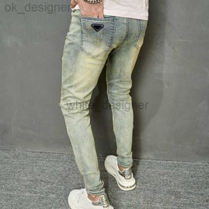 Jeans de grife para homens New Men Slim Fit Elastic Small Jeans reta de jeans personalizados calças masculinas Trend Fashion Pant DD625H