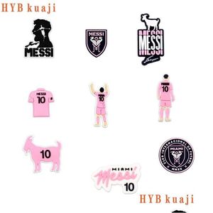 Sko delar tillbehör hybkuaji miami logo fotbollsklubb charms anpassade dekorationer grossist droppleveransskor dhlnq