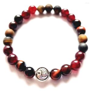 Braccialetti di collegamento MG2087 6 mm Tigre rosso Garnet Garnet Agata Miscelata Bracciale pietra gemella Yinyang Charmanergy Protection Mala Mala