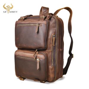 BRESCASES REAL CRAZY HORSE LEATHER MAN DESIGN multifunktion Purpose Maletas Attache Business Portcase 15 