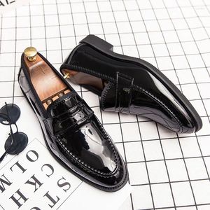 Casual Shoes Brand Man British Style Leather For Blue Business Dress Men's Penny LoafersLarge Size: 38-48