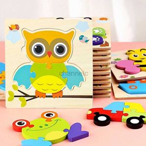 3D -pussel Baby Toys Woode 3D Jigsaw Puzzle Cartoon Animal Traffic Tangram Jigsaw Puzzles Early Learning Educational Toys for Children 240419