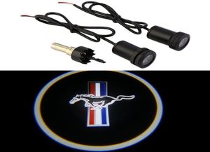 2pcsset Mustang Hayalet Gölge Logo Rozeti hoş geldiniz Araba LED Işık Lazer Nezaket Projektör Logosu Amblem Işığı For4813641