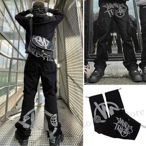 Herrenhosen 2024 Qualität schwarzer Ladung Lange Hosen Y2K Mode High Strt junge Männer Frauen Hip Hop -Stil Hosen minustwo weiß T240419