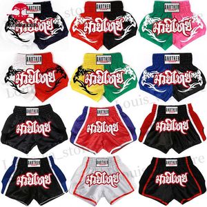 Mäns shorts 2023 Muay Thai Shorts män kvinnor barn satin kick boxing träning kort gripande kickboxing kampbyxor kampsport MMA kläder T240419