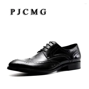 Scarpe eleganti pjcmg da uomo traspirante classico business lace-up nero/rosso/marrone punta di punta genuina in pelle oxfords