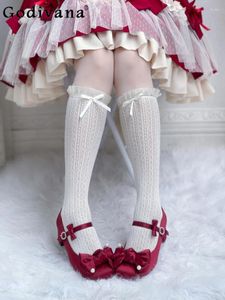 SURET Buty japońskie słodkie słodkie kobiety Mary Jane Spring i jesienne lolita moda wszechprepowata bandaż z koralikami dla kobiet