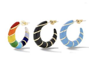 Hoop Earrings Summer Colorful Fashion Female Girl Jewelry Gold Color Rainbow Enamel Crescent Moon Shaped Circle Earring7570545