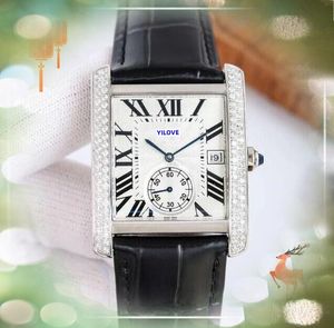 Dobra ładnie wyglądająca męska zegarek kwarcowy Luksusowy automatyczny data Dwie liniowe diamenty Pierścień Pierścień rzymski zbiornik błyszczące gwiaździste zegarki krowie