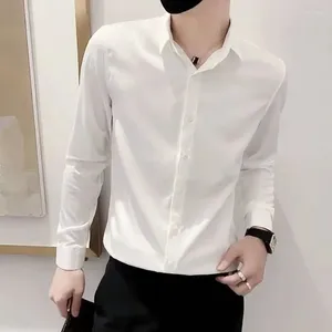 Herrklänningskjortor Skjorta Business Formal Man för Office Plain Oversize XXL Regular Original Trendyol Tops Korean Style Casual I
