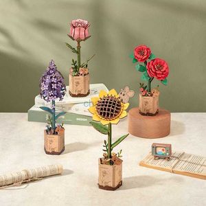 3D Puzzles DIY Wooden Flower Bouquet Beautiful Hand-Make Gifts Eco-friend Materials 3D Wooden Puzzle for GirlFriends Decor 240419