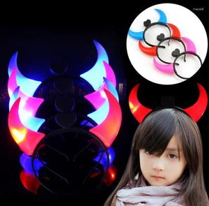 Party Decoration 120pcs/lot Led Ox Horn Headwear Light-Up Flashing Hair Accessories Headband Lighting Rave Event Supplies SN1145