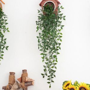 Flores decorativas Planta artificial Vinhas parede de parede pendurada simulação de vime folhas galhos de folhas de hera verde decoração de casamento em casa