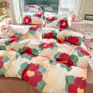 Bedding conjuntos de algodão Conjunto de algodão Floral Spring Duvet Tampa de travesseiro de colcha de quilc