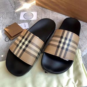 2024 Check Slides stripe plaid slipper Luxury sandale Designer shoe woman Sandal summer rubber indoor Mule slide beach loafer fashion mans shoes Flat walk Sliders