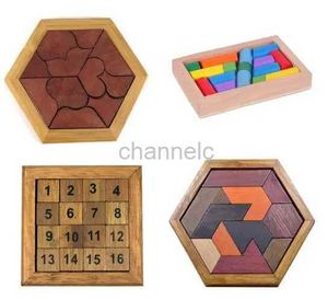 3D Puzzles Wood Board Puzzle Kids Education Math Tangram Puzzles Spelleksaker för vuxna Barn 240419