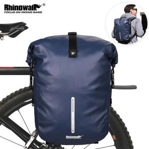 Väskor rhinowalk 2021 cykelväska vattentät 20L multifunktionell bakre rack pannier väska blå svart cykelpåse pannier rese cykelväska
