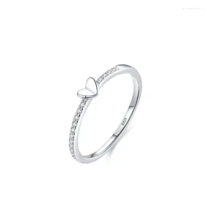 Cluster Rings -modeller S925 Sterling Silver Heart Ring för gränsöverskridande Amazon Fashion Love Zircon Stängda kvinnor små och mångsidiga