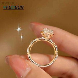 ソリティアリング0.5ct 1CT Moissanite Engagement Ring for Women D Color Round Solitaire Lab Created Diamond 925 Sterling Silver Promise Rings D240419