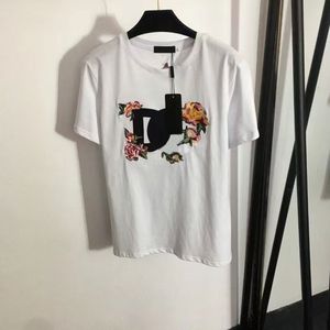 2024 Designers T-shirts Fashion T Shirts Women New Letter Shirt embroidered flower short sleeve T-shirt White Black ladies top blouse Tops crop cc top vest coat dress SL