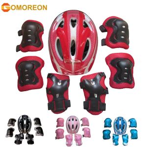 パッド肘膝パッド7pcsローラースケートキッズボーイガールセーフティヘルメット膝肘パッドセットサイクリングスケート自転車スクーターヘルメット保護