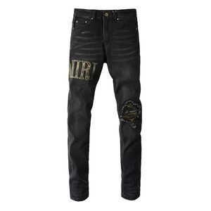 Jeans de grife de designer de designer angustiado Biker Slim Fit Motorcycle Denim para homens de alta qualidade Jean Mans Pants servir Hommes 018