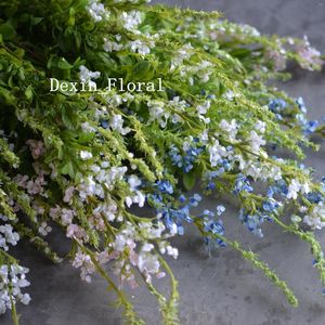 Decorative Flowers Small Spring Wildflowers Blue Pink And White Artificial Wildflowres Faux Greenery Unique Table Centerpieces