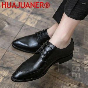Sapatos casuais masculino de moda oxford masculino brogue de escritório preto couro formal calçado confortável