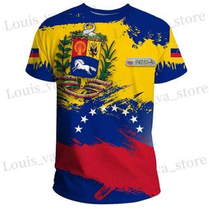 Camisetas masculinas 2024 moda masculina camiseta venezuela Flag de impressão t m masculha roupas de tamanho grande slve strtwear blusa masculina tops T240419