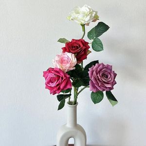 Декоративные цветы одиночные европейские розы имитация цветочные украшения украшения искусственного свадебного зала искусство аранжировка шелк