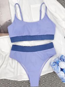 Kvinnors badkläder skarv vadderad kvinnlig baddräkt hög midja bikini kvinnor tvåstycken set bather baddräkt simt lady k3761