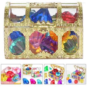 Garrafas 1 conjunto Bathing Gemstone Toy Diving Kids Diamonds com kit de baú de tesouro