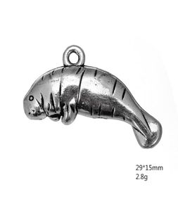 Manatee sea animal Charm for DIY jewelry making antique silver plated never fade pendants9865428