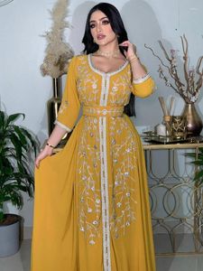 Этническая одежда Индийская вышивка абая мусульманское платье Abayas Dubai Роскошные вечерние свадебные платья для женщин Турция пояс Марокко Кафтан