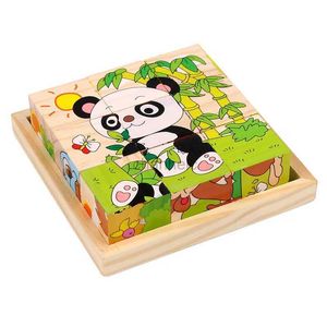 3d quebra-cabeças infantis de madeira desenho animado de animais brinquedos 6 lados wisdom jigsaw Early Education Toys Parent-Child Game 240419